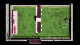 Design render of the Messi x Stanley Locker Room activation, Sydney