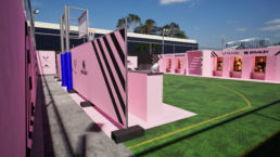 Design render of the Messi x Stanley Locker Room activation, Sydney