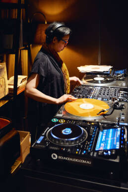 DJ Shio in the listening room, AC Hotels x Millie Tang masterclass weekend, AC Hotel by Marriott Melbourne Southbank. Photo Killa Kreative