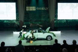 performers around the EX2, Geely EX2 Australian launch produced by DRAW Productions at The Cutaway, Barangaroo