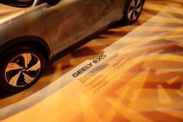 EX2 detail on the show floor, Geely EX2 Australian launch produced by DRAW Productions at The Cutaway, Barangaroo