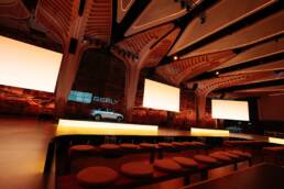 the venue set before guests, Geely EX2 Australian launch produced by DRAW Productions at The Cutaway, Barangaroo